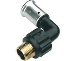 HENCO PVDF Overgangsknie 90° 20 Mm Pers X 3/4" Buitendraad