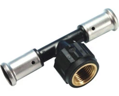 HENCO PVDF Overgangs-T-stuk 16 X 1/2" Binnendraad X 16 Mm Pers