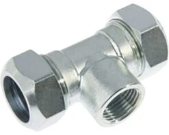 Knelkoppeling T Stuk 22 Mm X 1/2" Binnendraad X 22 Mm Verzinkt