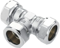 Knel T-stuk 12x12x12 Mm Messing Verchroomd